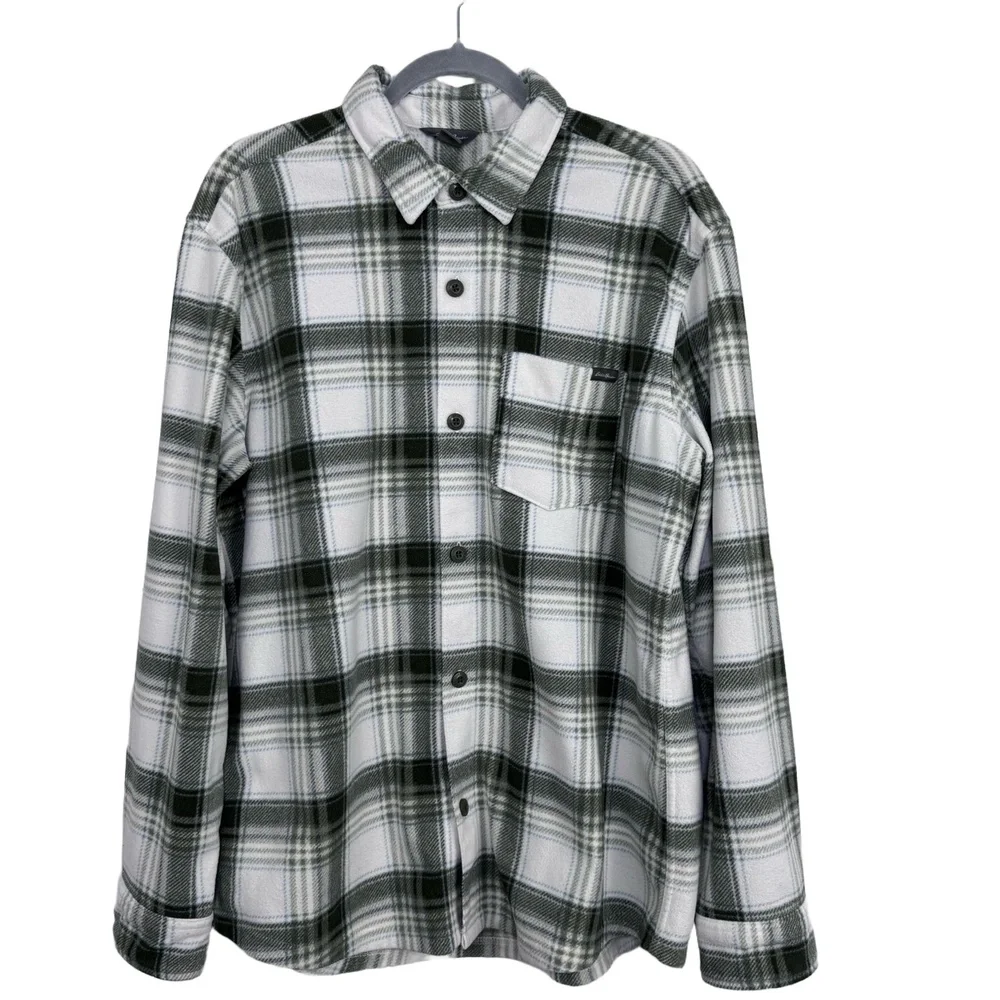 Eddie Bauer Men's L Fleece‎ Plaid Shacket Outdoor Cabin Fleece Shirt Jacket